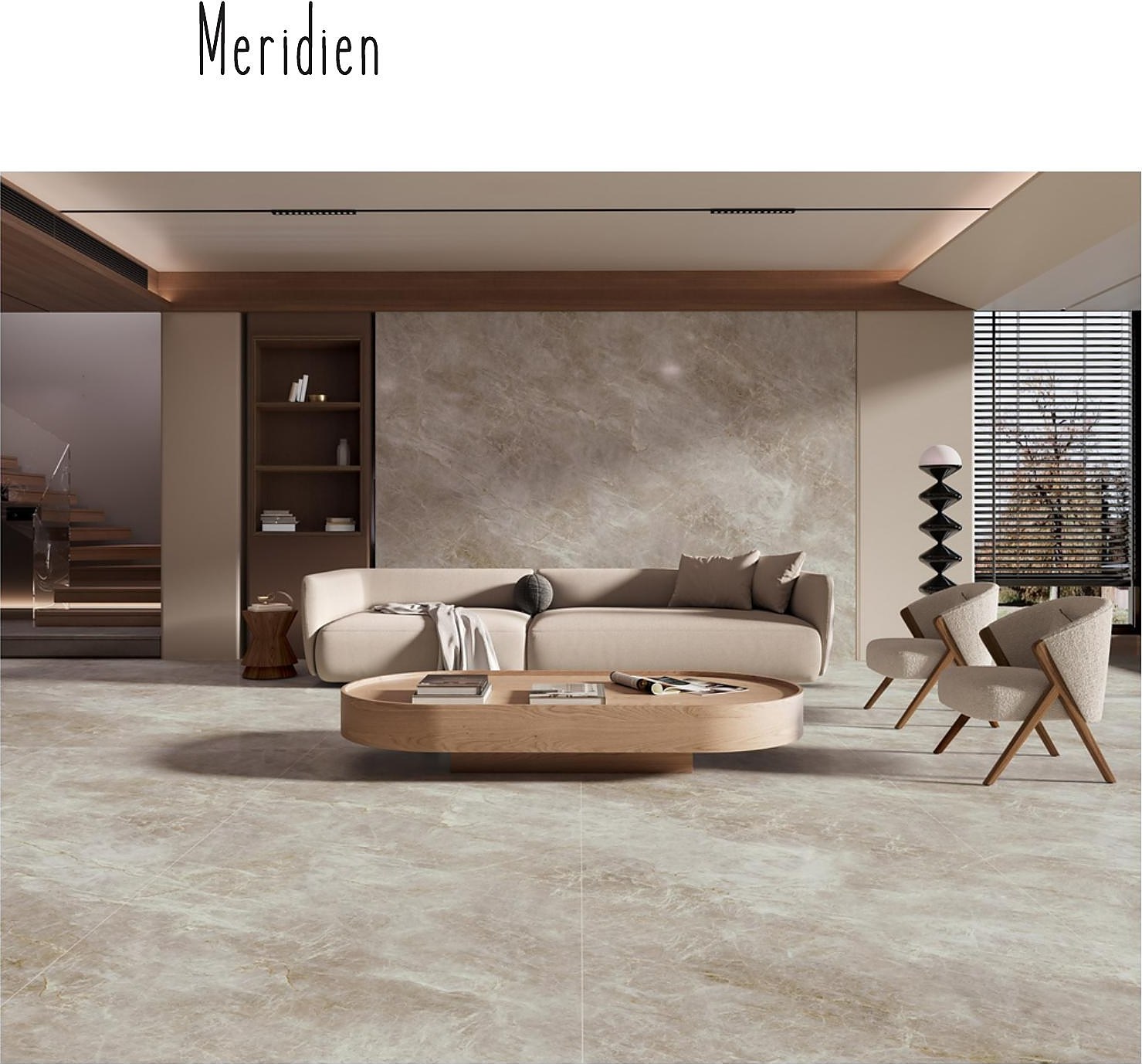 Meridien XXL slab toegepast in een interieur