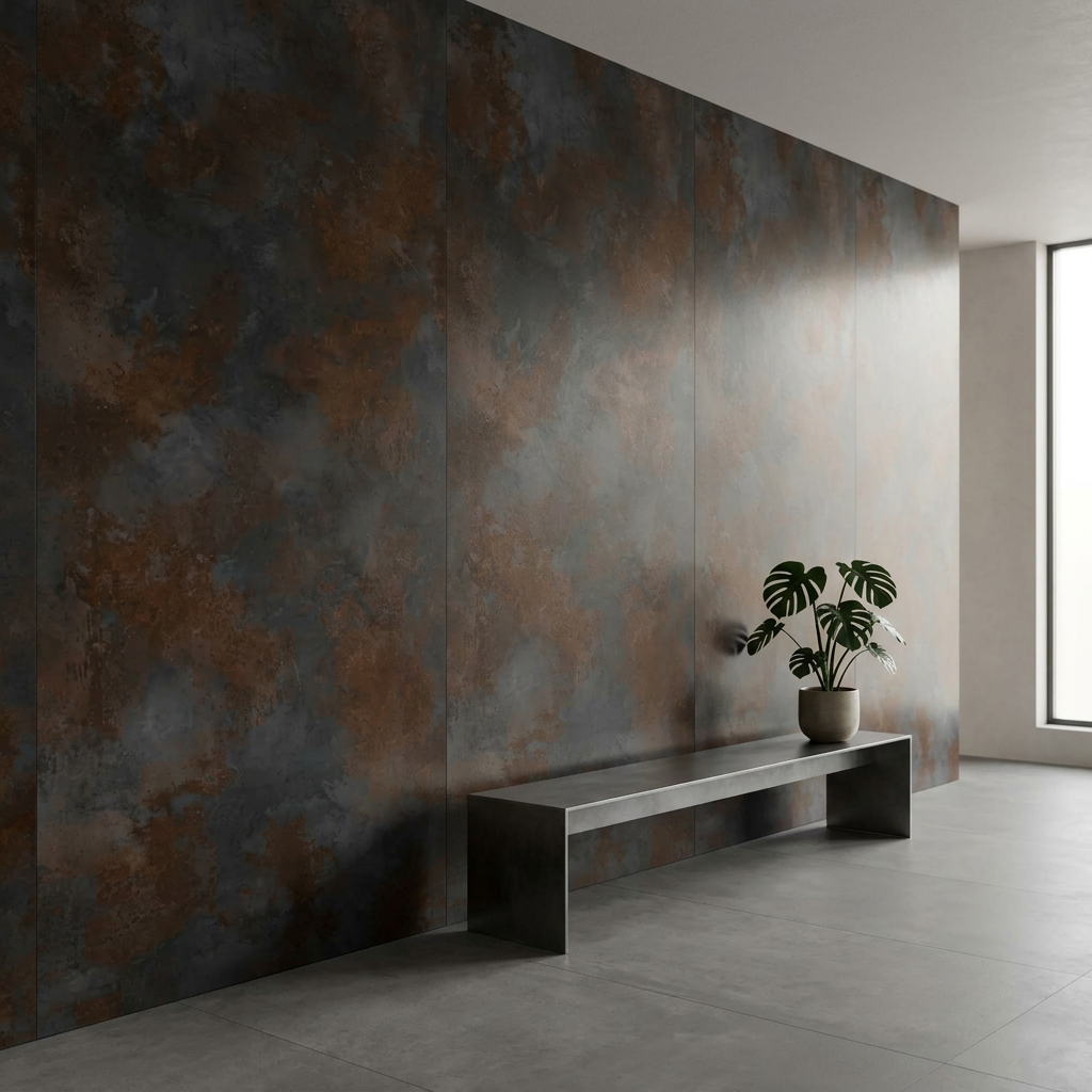 Rustone XXL slab toegepast als wandafwerking in een interieur
