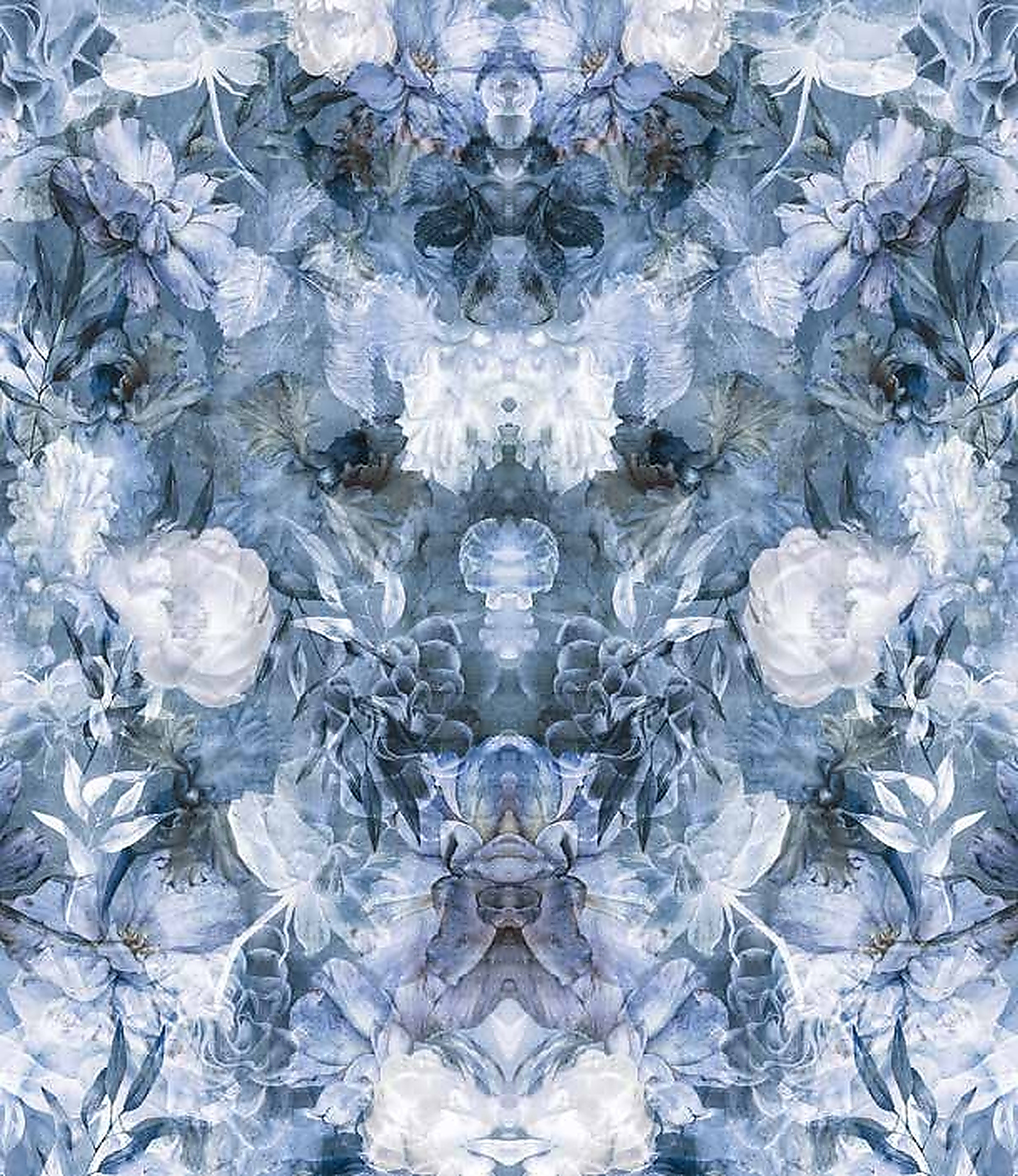 Blue Blossoms - twee slabs naast elkaar met doorlopend patroon